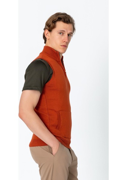 Erkek Fit Rahat Yakası Fermuarlı Kanguru Cepli Yelek fırsatları