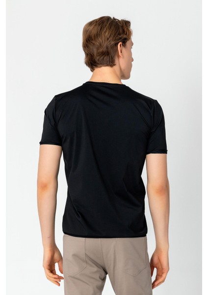 Erkek Fit Rahat Esnek Nefes Alan Bisiklet Yaka T-Shirt