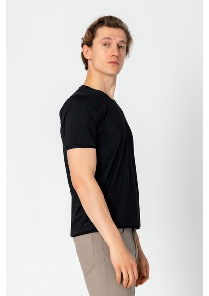 Erkek Fit Rahat Esnek Nefes Alan Bisiklet Yaka T-Shirt