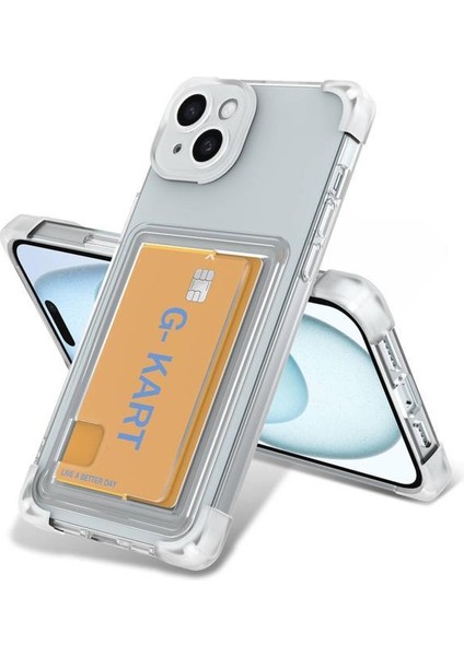 iPhone 15 Uyumlu Kılıf Airbag Tasarımlı Şeffaf Kartlıklı G-Kart Kapak