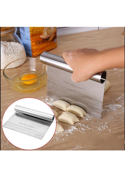 Paslanmaz Çelik Ölçülü Hamur Kesme Aparatı Kesici Kazıyıcı Pasta Şekillendiren Spatula