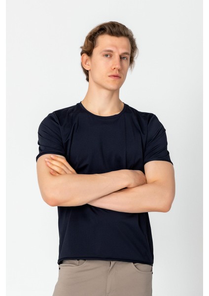 Erkek Fit Rahat Esnek Nefes Alan Bisiklet Yaka T-Shirt indirimleri