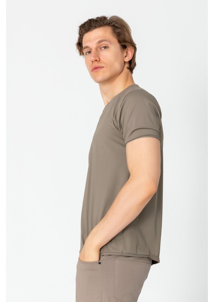 Erkek Fit Rahat Esnek Nefes Alan Bisiklet Yaka T-Shirt fiyatları