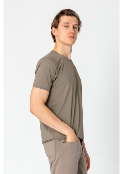 Erkek Fit Rahat Esnek Nefes Alan Bisiklet Yaka T-Shirt fırsatları