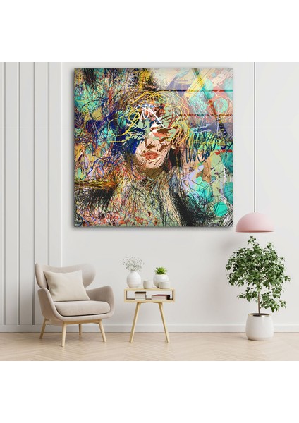 Renkli Soyut Cam Duvar Tablosu modelleri