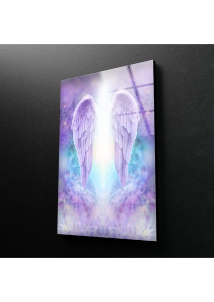 Mor Melek Kanatları Cam Duvar Tablosu fiyatları