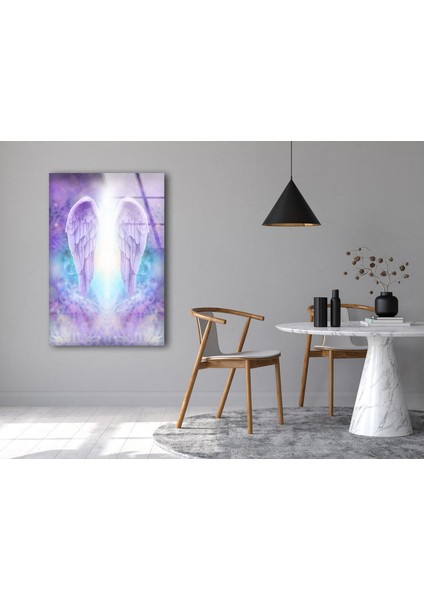 Mor Melek Kanatları Cam Duvar Tablosu fırsatları