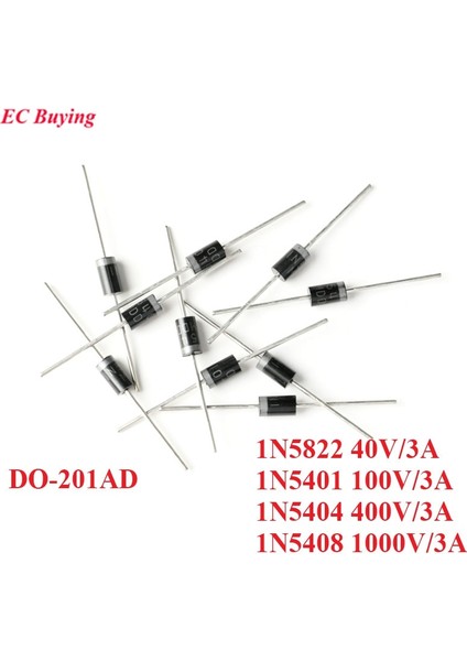 10 Adet Mdd Doğrultucu Diyot Dıp 1N5408 1N5404 1N5401 1N5822 3A 50V 40V 100V 400V 4000V DO-201AD Doğrultucu Diyotlar (Yurt Dışından)
