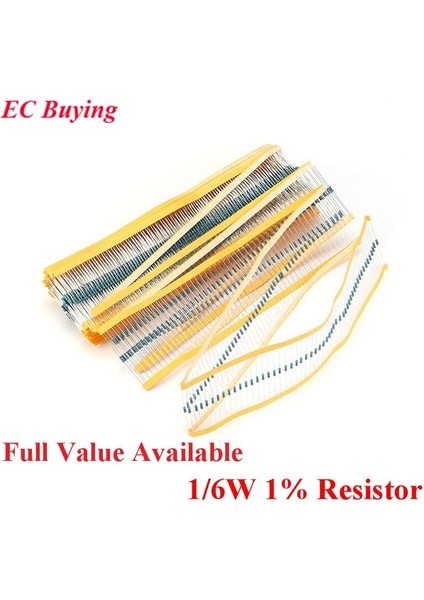 100 Adet 1/6W Metal Film Rezistans 1.5k 100K 100R 10K 10R 150K 1k 1m 2.2k 200R 20K 220R 2k 330R 33K 4.7k 470R 47K 5.1k 510R Ohm (Yurt Dışından)