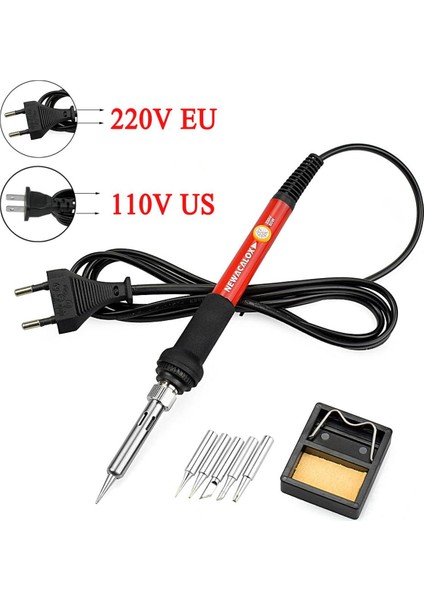 Newacalox 110V/220V 60W Ayarlanabilir Sıcaklık Havya Kaynak Aracı 5 Adet Havya Ipuçları Havya Standı Aracı (Yurt Dışından)