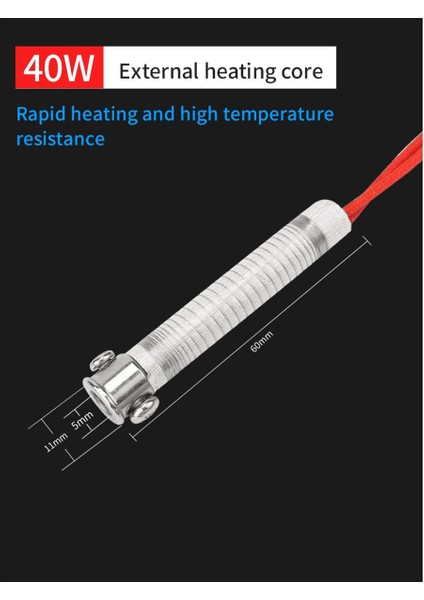 Luxıanzı Elektrikli Havya Yedek Çekirdek 30W 40W 60W Ayarlanabilir Sıcaklık Harici Isıtma Elemanı Kaynak Lehim Aracı (Yurt Dışından)