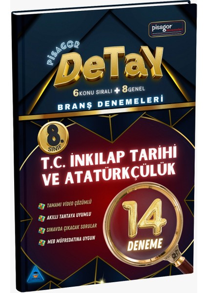 8. Sınıf Pisagor Detay 14'lü T.C. İnkılap Tarihi ve Atatürkçülük Branş Denemeleri