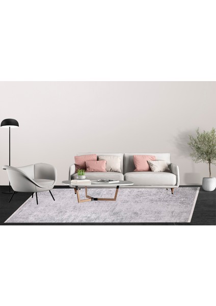 Modern Gri Dijital Baskı Yıkanabilir Hipoalerjenik Kaymaz Taban Halı Yolluk