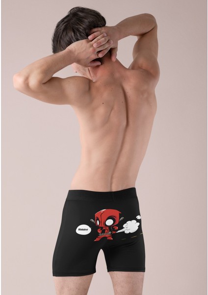 Komik Deadpool Baskılı Modal Penye Kumaş Rahat Kalıp Erkek Boxer