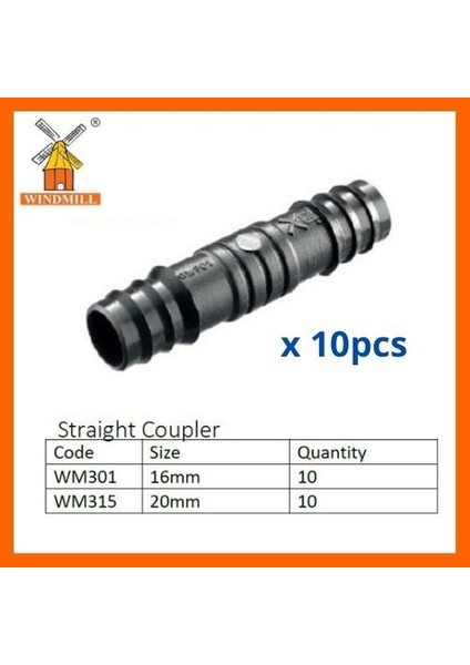 10 Adet Sulama Düz Bağlayıcı Hortum Bağlantısı Pp 16MM Veya 20MM Yel Değirmeni Çiftliği (Yurt Dışından)