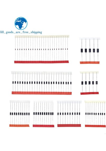 Hızlı Anahtarlama Schottky Diyot Kiti Seti 1N4148 1N4007 1N5819 1N5399 1N5408 1N5822 FR107 FR207,8DEĞERLER=100 Adet, Elektronik Bileşenler (Yurt Dışından)