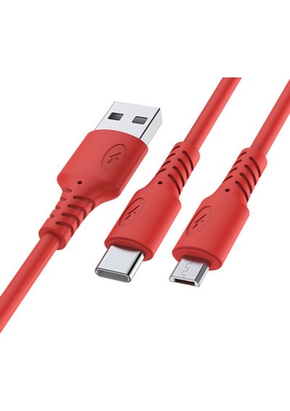 2ın1 USB Kablosu Bölünmüş Cep Telefonu Şarj Aleti Kablosu Mikro USB C Tipi Kablo Xiaomi Samsung Android Telefon Kablosu Hızlı Şarj (Yurt Dışından)