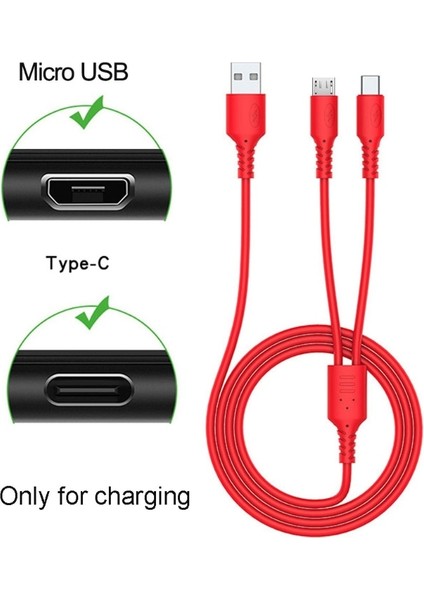 2ın1 USB Kablosu Bölünmüş Cep Telefonu Şarj Aleti Kablosu Mikro USB C Tipi Kablo Xiaomi Samsung Android Telefon Kablosu Hızlı Şarj (Yurt Dışından) modelleri