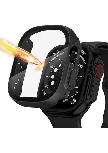 In 1 Kılıf Apple Watch Ultra 49MM Aksesuarları Buğu Önleyici Temperli Cam + Sert Pc Tampon Kapak Apple Watch Ekran Koruyucu (Yurt Dışından)