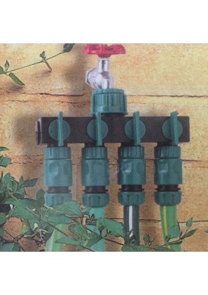 Bahçe Su Musluk Hortumu Konnektörü 4 Yollu Splitter Sulama Aracı Adaptörü (Yurt Dışından)
