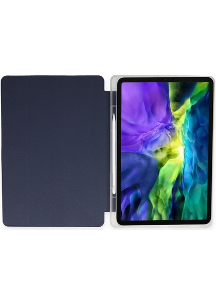Apple iPad Air 4 A2316 A2324 A2325 A2072 10.9 Inç Uyumlu Kılıf Y Smart Cover Standlı Uyku Modlu Kalem Yerli Mars Kapak Lacivert