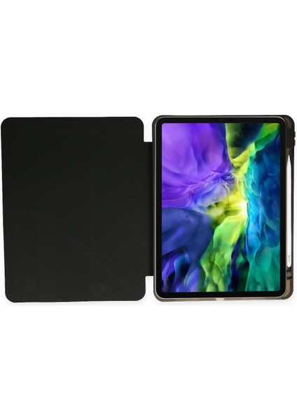 Apple iPad Pro 12.9 2020 A2069 A2232 A2233 A2229 Uyumlu Kılıf Y Smart Cover Standlı Uyku Modlu Kalem Yerli Mars Kapak Siyah