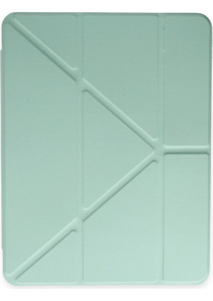 Apple iPad 9. Nesil A2602 A2604 A2603 A2605 10.2 Inç Uyumlu Kılıf Y Smart Cover Standlı Uyku Modlu Kalem Yerli Mars Kapak Açık Yeşil