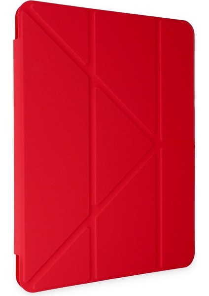 Apple iPad Air 3 A2152 A2153 A2123 A2154 10.5 Inç Uyumlu Kılıf Y Smart Cover Standlı Uyku Modlu Kalem Yerli Mars Kapak Kırmızı