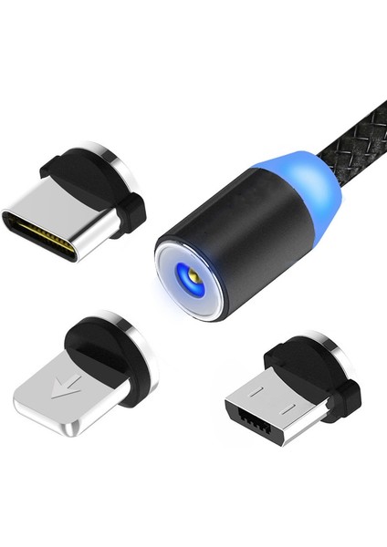 Yuvarlak Manyetik Kablo Fişi 8 Pin Tip C Mikro USB C Fişler Hızlı Şarj Telefon Mıknatıs Şarj Fişi iPhone 1 M Hat Şarj (Yurt Dışından)