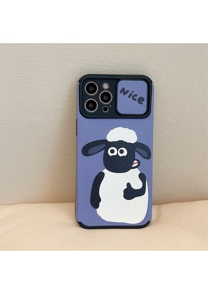 Sevimli Karikatür Deri Koyun Sürgülü Kapı Kamera Koruyucu Yumuşak Telefon Kılıfı Için Iphone 13 12 11 Pro Max x Xr Xs 7 8 Artı Arka Kapak (Yurt Dışından) modelleri