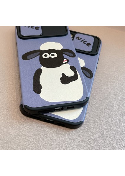 Sevimli Karikatür Deri Koyun Sürgülü Kapı Kamera Koruyucu Yumuşak Telefon Kılıfı Için Iphone 13 12 11 Pro Max x Xr Xs 7 8 Artı Arka Kapak (Yurt Dışından) fırsatları