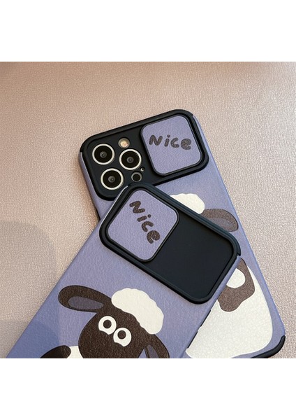 Sevimli Karikatür Deri Koyun Sürgülü Kapı Kamera Koruyucu Yumuşak Telefon Kılıfı Için Iphone 13 12 11 Pro Max x Xr Xs 7 8 Artı Arka Kapak (Yurt Dışından) indirimleri