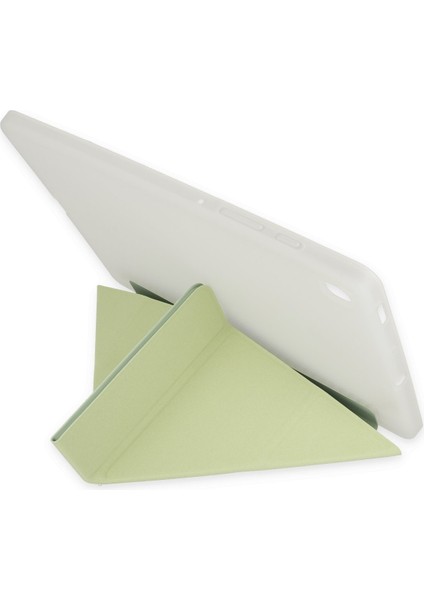 Apple iPad Air 2 A1566 A1567 9.7 Inç Uyumlu Kılıf Y Smart Cover Standlı Uyku Modlu Kalem Yerli Mars Kapak Açık Yeşil