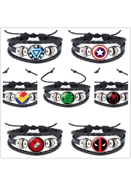 Avengers Bilezik Örümcek Adam Deadpool Demir Adam Heykelcik Deri Bileklik Boyutu Ayarlanabilir Hediye Oyuncak Çocuklar Için (Yurt Dışından)