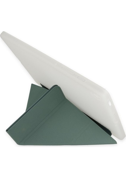 Apple iPad 7. Nesil A2197 A2200 A2198 10.2 Inç Uyumlu Kılıf Y Smart Cover Standlı Uyku Modlu Kalem Yerli Mars Kapak Koyu Yeşil