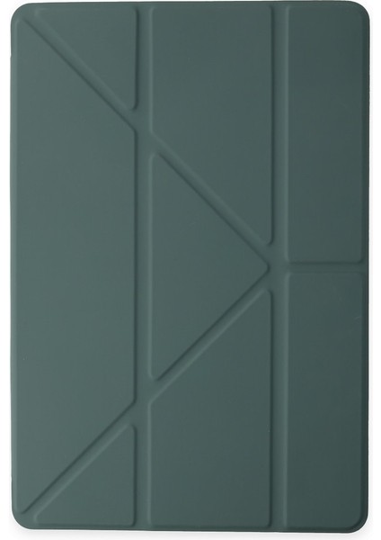 Apple iPad 7. Nesil A2197 A2200 A2198 10.2 Inç Uyumlu Kılıf Y Smart Cover Standlı Uyku Modlu Kalem Yerli Mars Kapak Koyu Yeşil