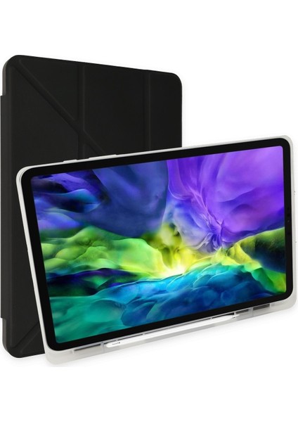 Apple iPad 8. Nesil A2270 A2428 A2429 A2430 10.2 Inç Uyumlu Kılıf Y Smart Cover Standlı Uyku Modlu Kalem Yerli Mars Kapak Siyah