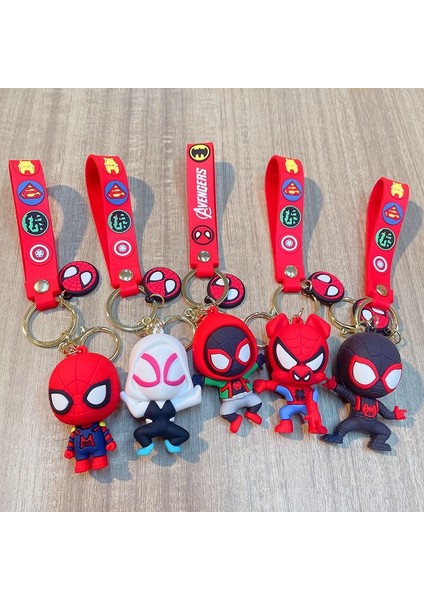 Disney Marvel Karikatür Örümcek Adam Kolye Anahtarlık Anahtarlık Anime Aksiyon Figürleri Koleksiyon Model Oyuncaklar Çocuklar Için Takı Hediyeler (Yurt Dışından)