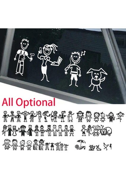 Diy Karikatür Aile Araba Çıkartmaları, Araba Pencere Tampon Vinil Komik Çıkartmaları Etiket, Yüzlerce Rakam Isteğe Bağlı, Baba Anne Oğul Evcil Hayvanlar (Yurt Dışından)