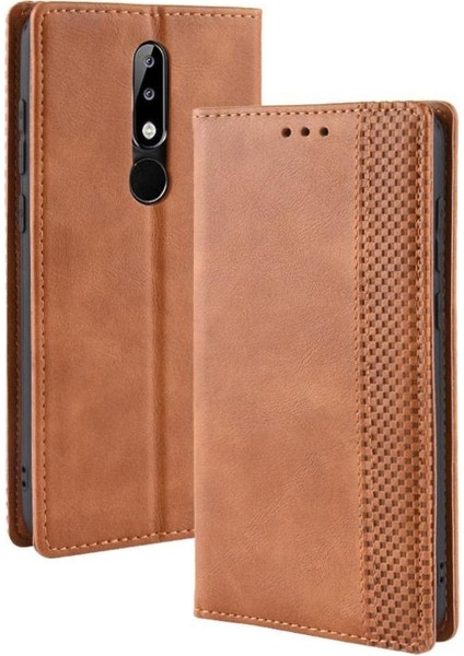 Nokia 5.1 Artı Cüzdan Manyetik Kapatma Pu Deri Için Kılıf (Yurt Dışından)