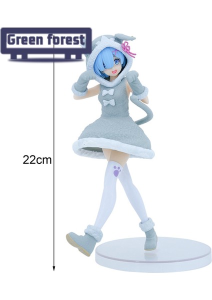 Yeşil Orman Rem Modeli Sevimli Aksiyon Figürü Anime Kız Bebek Modeli Oyuncak (Yurt Dışından)