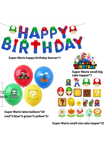 Süper Mario Tema Parti Seti Dekorasyon Malzemeleri Çocuk Mario Oyunu Figürü Doğum Günü Çekme Bayrak Kartı Balon Seti Doğum Günü Hediyeleri (Yurt Dışından) fiyatları