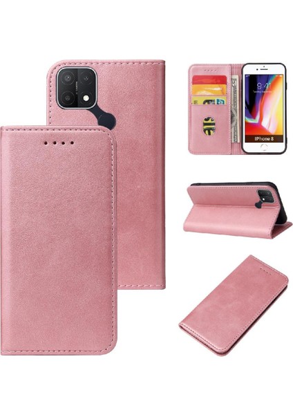 Oppo A15/A15S Deri Folio Flip Case Kart ile Ekleme Için Kılıf (Yurt Dışından)