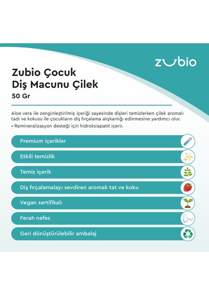 Florürsüz Çocuk Diş Macunu Çilek, 50 gr