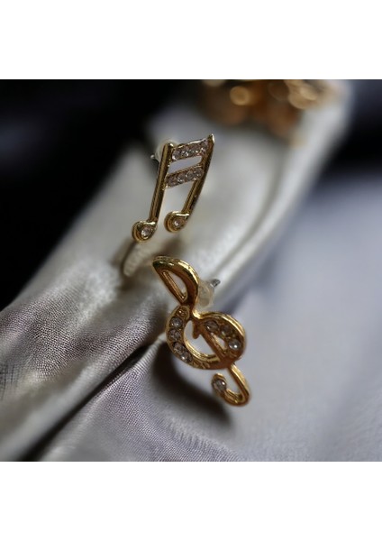 Kadın Notalı Altın Kaplama Zirkon Taşlı Küpe fiyatları