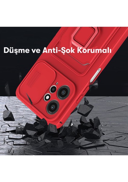 Xiaomi Redmi Note 12 4g Kılıf Zuma Kartvizitli Yüzüklü Silikon - Kırmızı 300099
