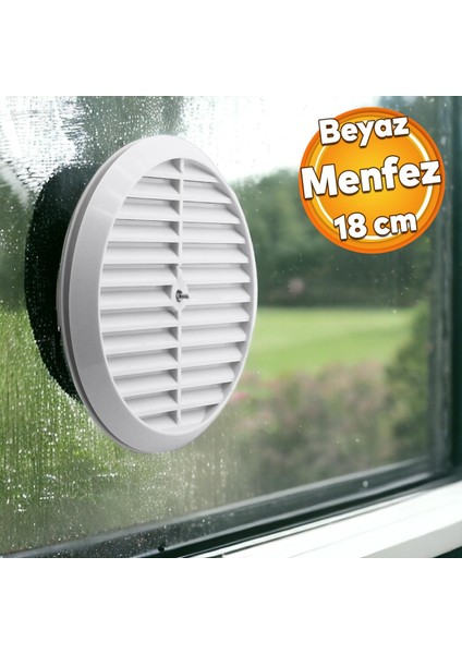 Doğalgaz Havalandırma Yuvarlak Mutfak Cam Menfezi Beyaz 18 cm Hava Akış Kanalı Güvenlik Gaz Kaçağı