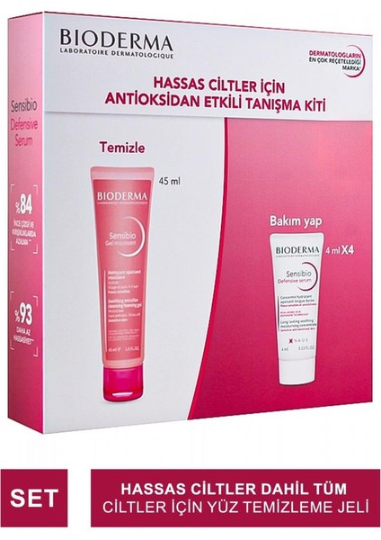 Hassas Ciltler Tanışma Kiti - Sensibio Gel 45 ml + Sensibio Defensive Serum 4 ml x 4 Adet
