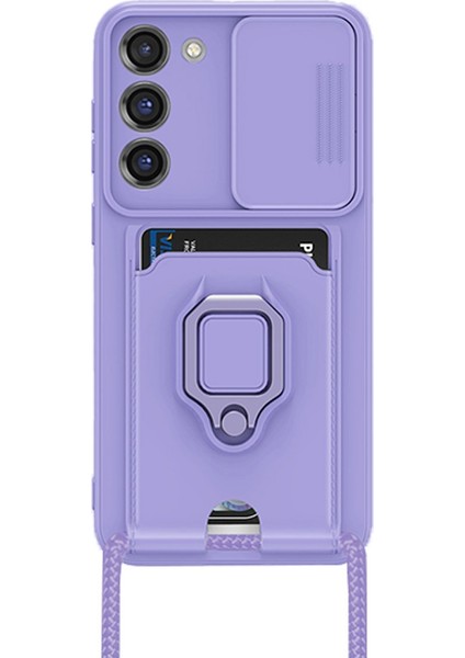Samsung Galaxy M34 5g Kılıf Zuma Kartvizitli Yüzüklü Silikon - Lila 300099