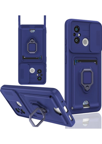 Xiaomi Redmi 12C Kılıf Zuma Kartvizitli Yüzüklü Silikon - Lacivert 300099